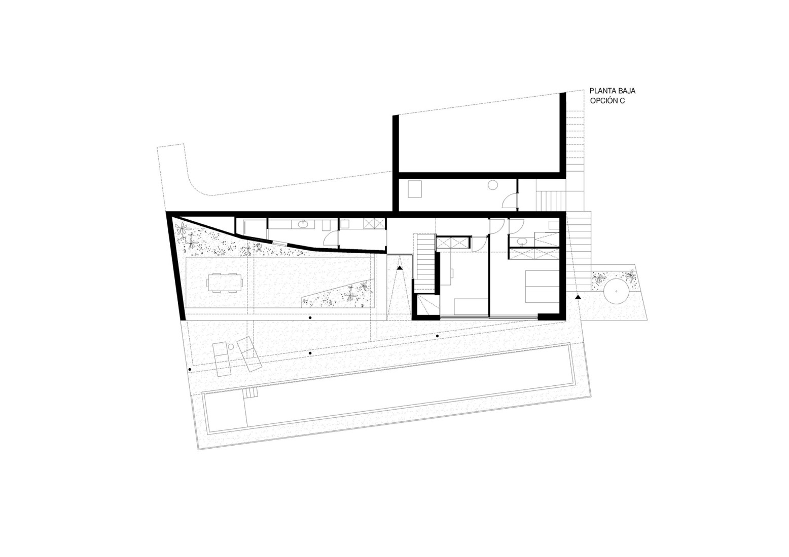 Plano de planta baja. Opción C. «The Grasshome» por EME157.