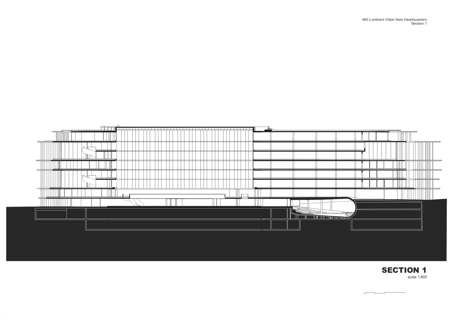 Section. Lombard Odier New Headquarters by Herzog & de Meuron. 