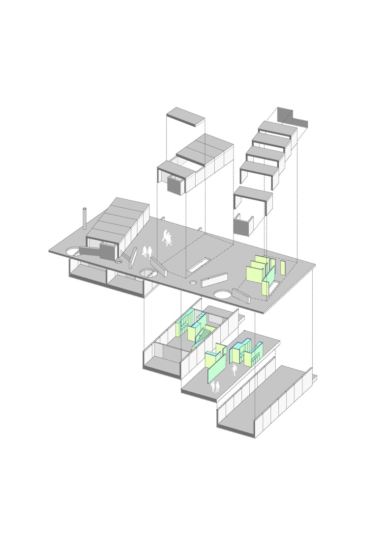 Axonométrica. Casas G-5 por SUMMARY Architects. 