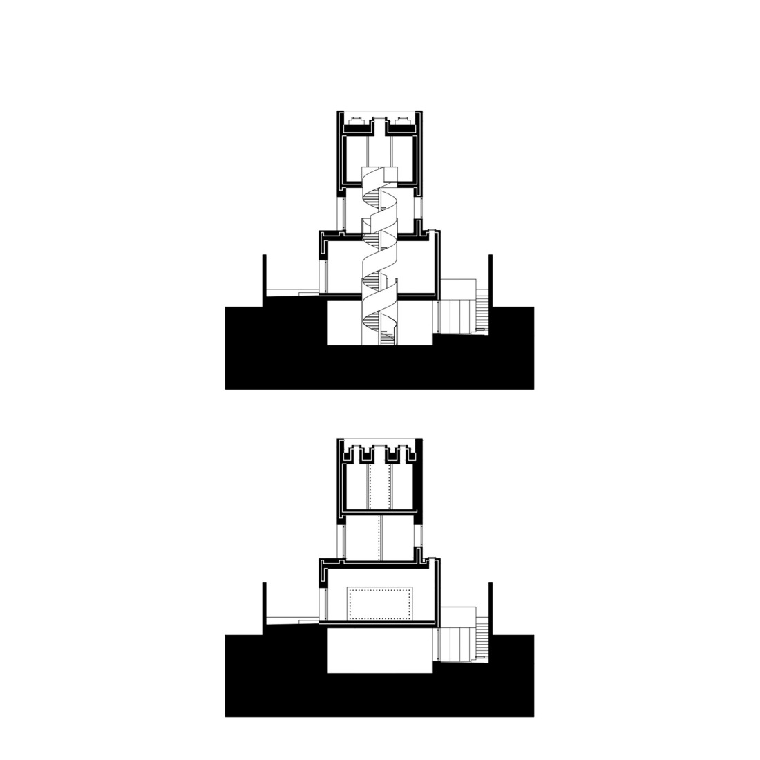 Secciones. Casa Blanca en Madrid por Tuñón y Albornoz Arquitectos.