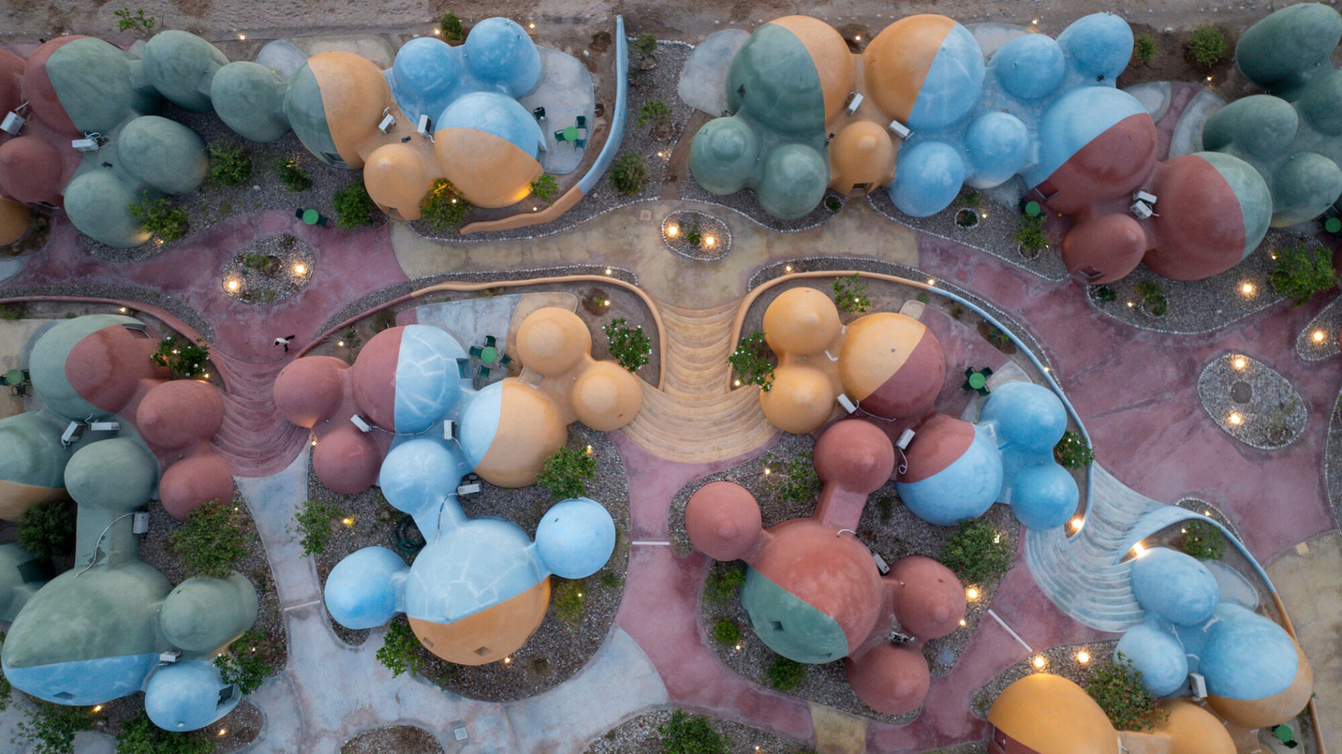 The colourful domes of Majara Residence provide sustainable accommodations for tourists who visit the unique landscape of Hormuz. Built by upskilled local workers, it also offers new facilities for the islanders who come there to socialise, pray, or use the library. Aga Khan Trust for Culture / Deed Studio. The colourful domes of Majara Residence provide sustainable accommodations for tourists who visit the unique landscape of Hormuz. Built by upskilled local workers, it also offers new facilities for the islanders who come there to socialise, pray, or use the library. Aga Khan Trust for Culture / Deed Studio.