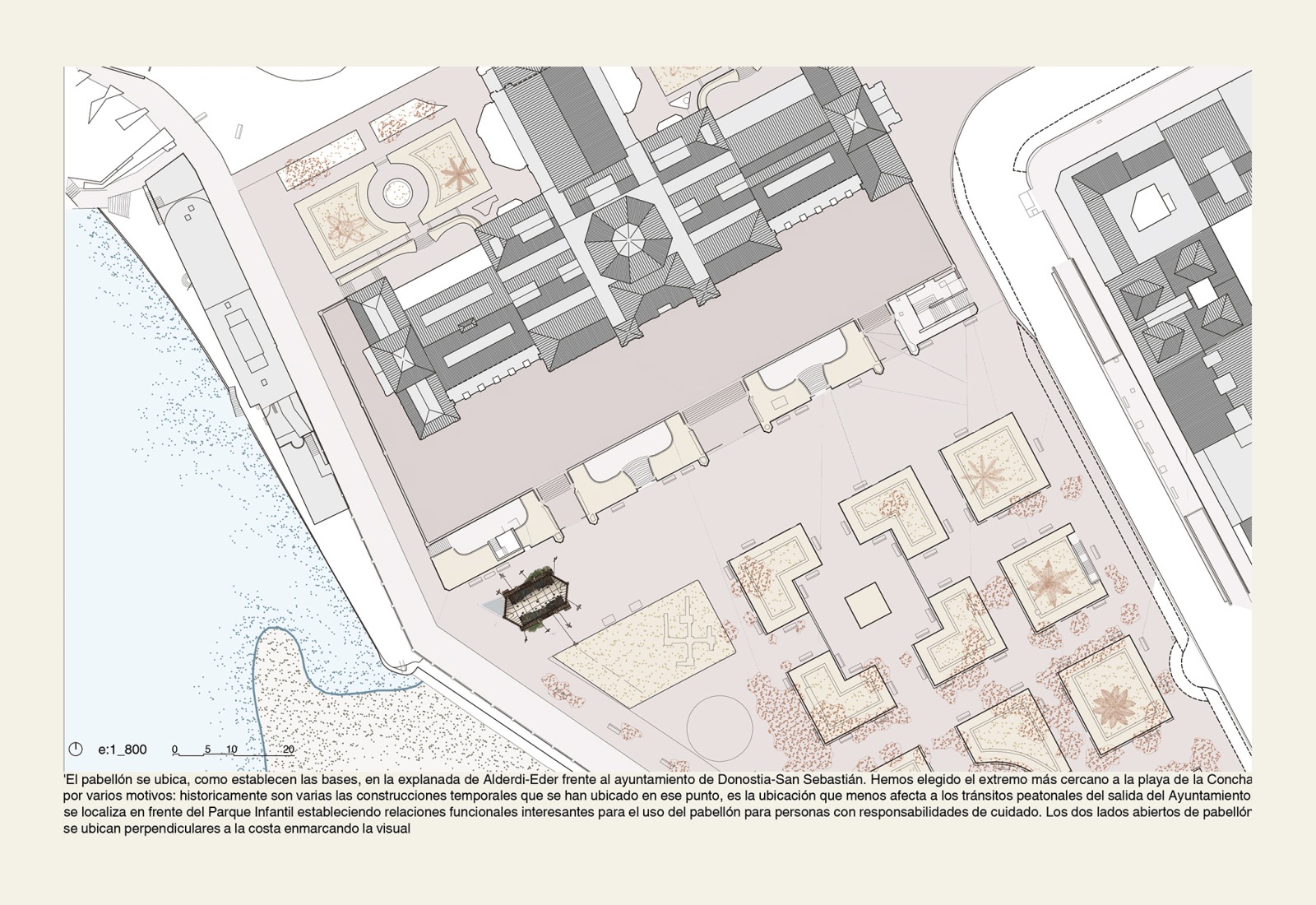 Plano de situación. Levedad y denuncia: el bordado como utopía en femenino por Izaskun Chinchilla Architects.  Plano de situación. Levedad y denuncia: el bordado como utopía en femenino por Izaskun Chinchilla Architects.