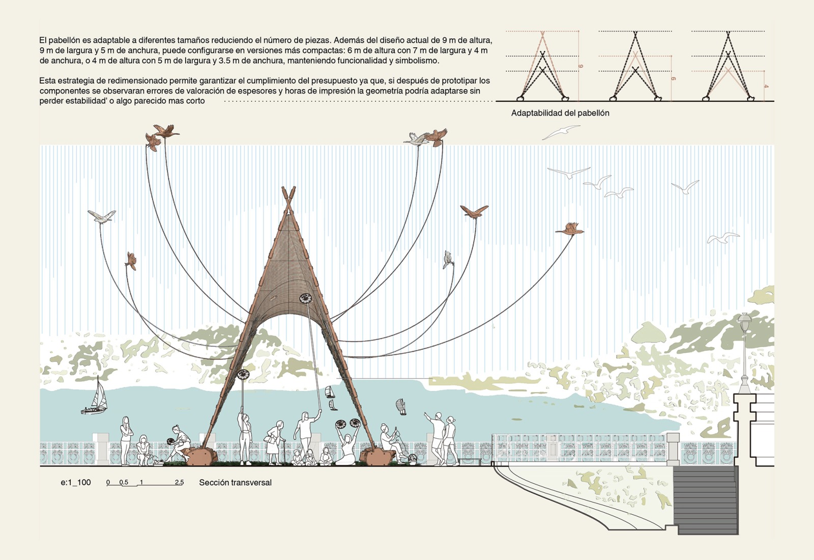 Sección transversal. Levedad y denuncia: el bordado como utopía en femenino por Izaskun Chinchilla Architects. Imagen cortesía por Mugak/2025. Sección transversal. Levedad y denuncia: el bordado como utopía en femenino por Izaskun Chinchilla Architects. Imagen cortesía por Mugak/2025.