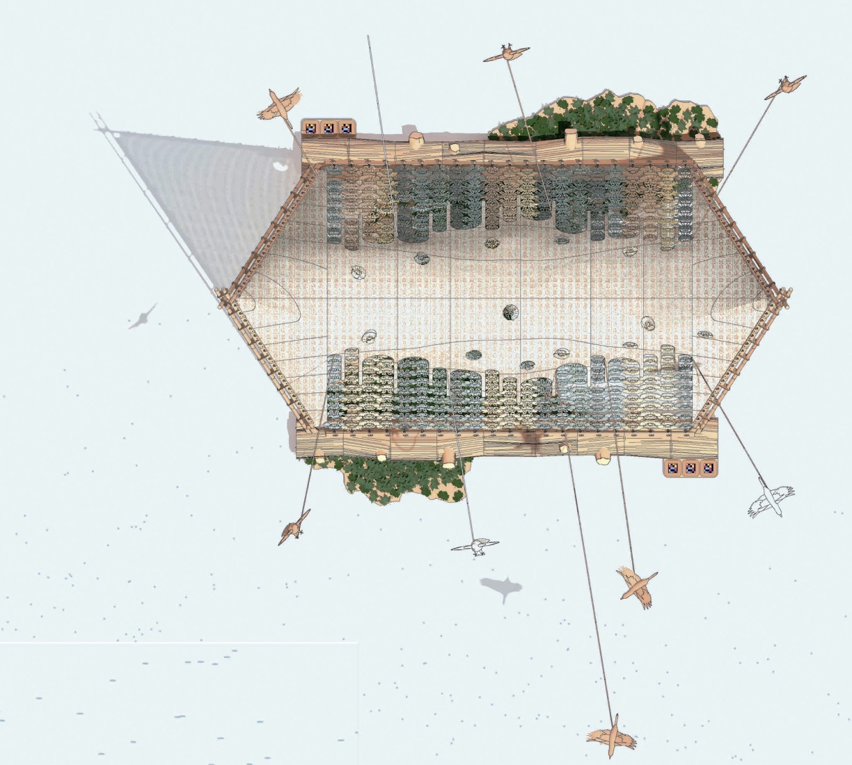 Levedad y denuncia: el bordado como utopía en femenino por Izaskun Chinchilla Architects.  Levedad y denuncia: el bordado como utopía en femenino por Izaskun Chinchilla Architects.