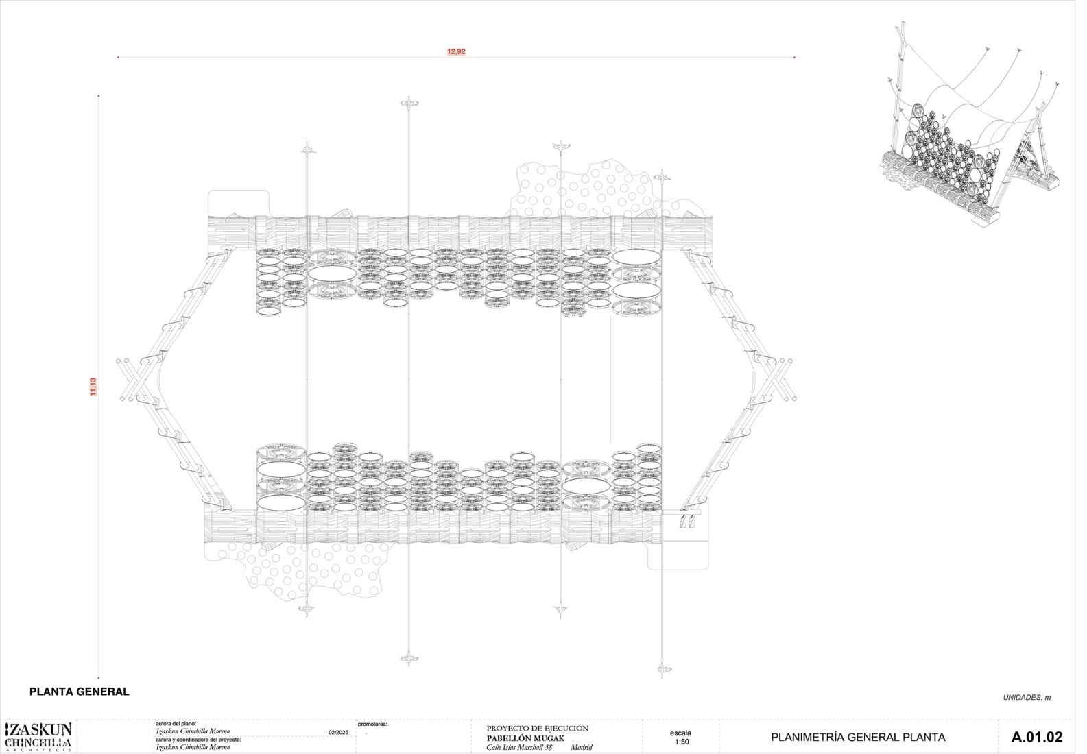 Plano de planta. Levedad y denuncia: el bordado como utopía en femenino por Izaskun Chinchilla Architects. Plano de planta. Levedad y denuncia: el bordado como utopía en femenino por Izaskun Chinchilla Architects.