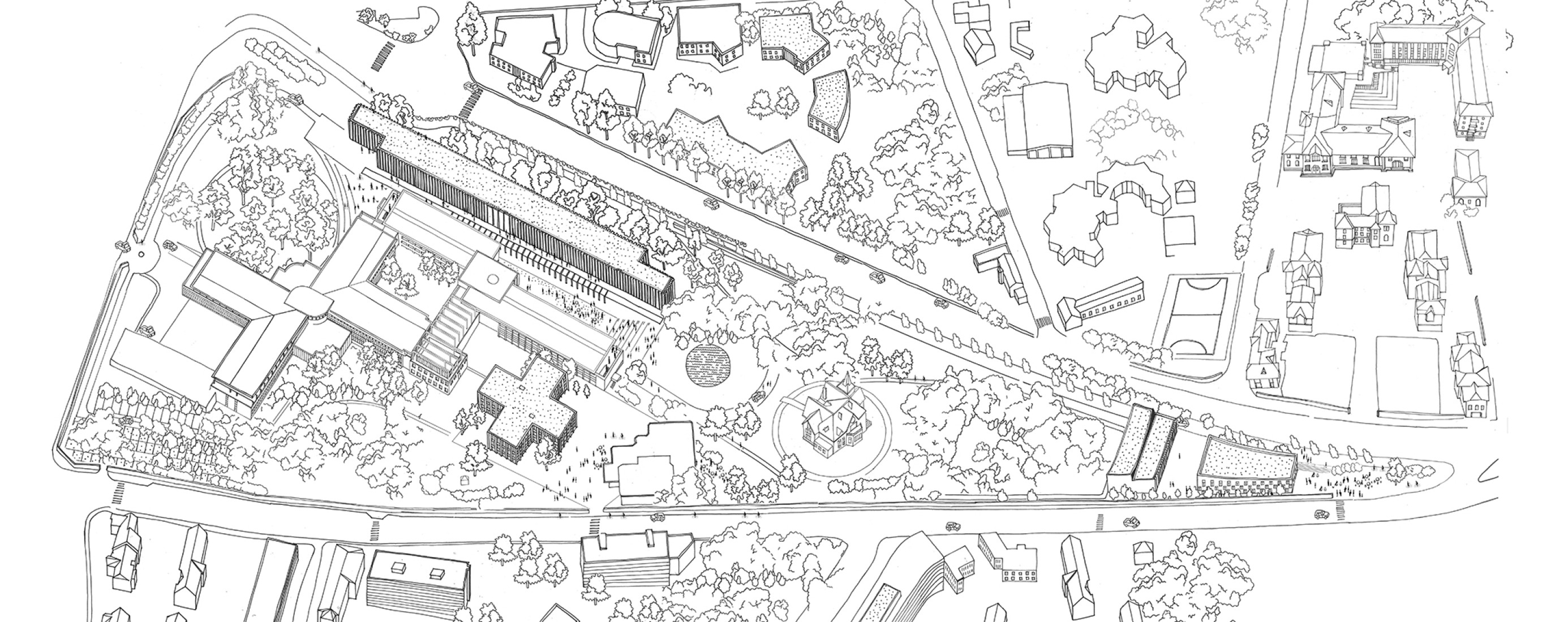 Croquis en axonometría. Escuela de Diseño iXcampus por SAME. Croquis en axonometría. Escuela de Diseño iXcampus por SAME.