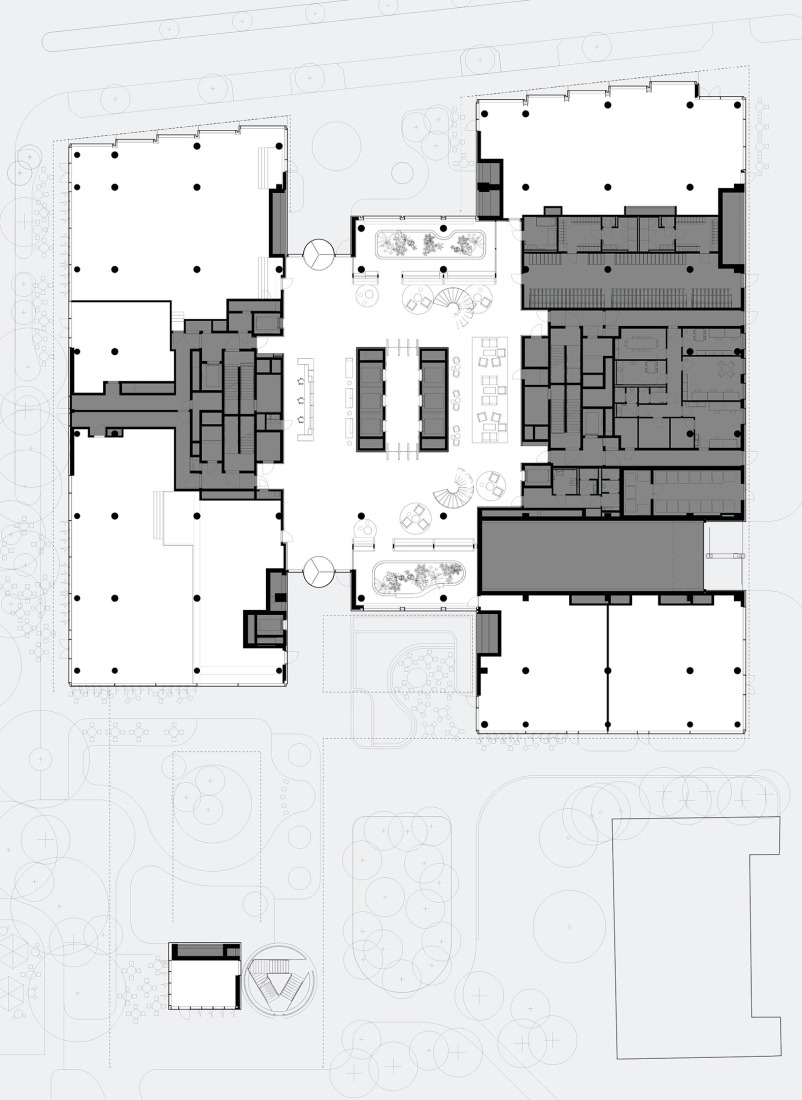 Ground floor plan. Towarowa 22 - Office house phase B by Jems Architekci.