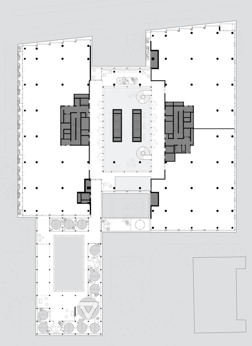 First floor plan. Towarowa 22 - Office house phase B by Jems Architekci.