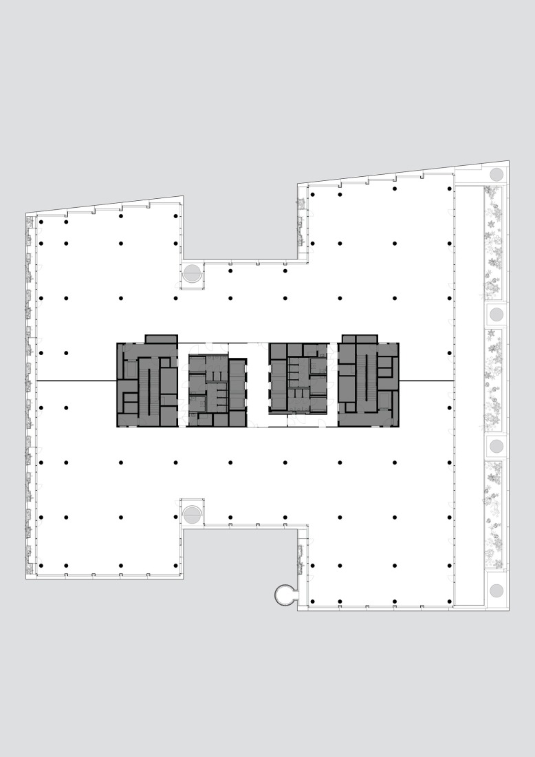 Fifth floor plan. Towarowa 22 - Office house phase B by Jems Architekci. 