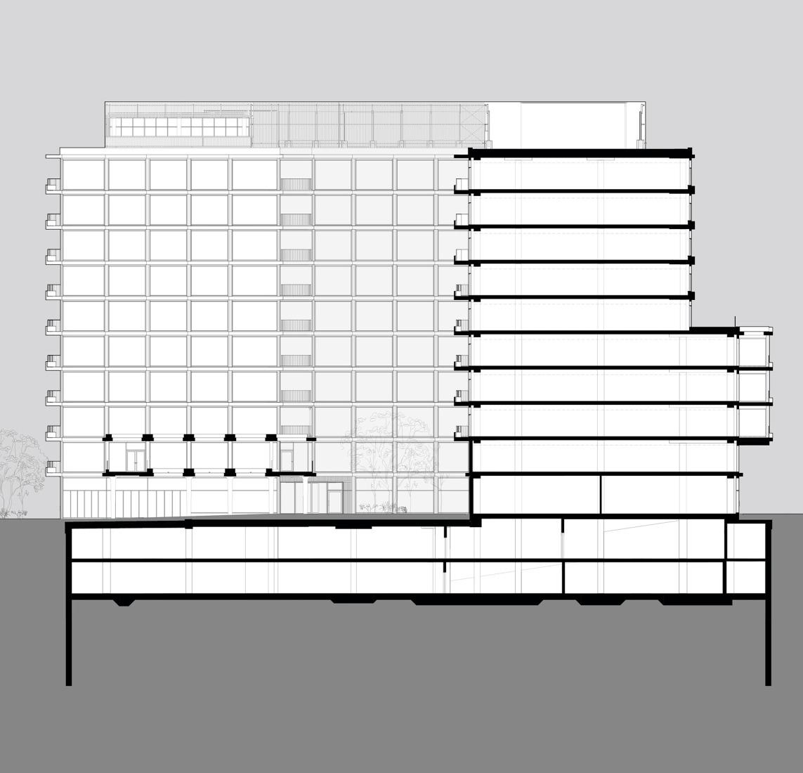 Section. Towarowa 22 - Office house phase B by Jems Architekci. 