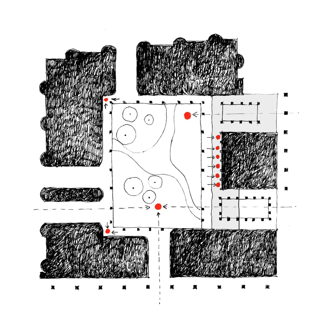 Sketches. Towarowa 22 - Office house phase B by Jems Architekci. 