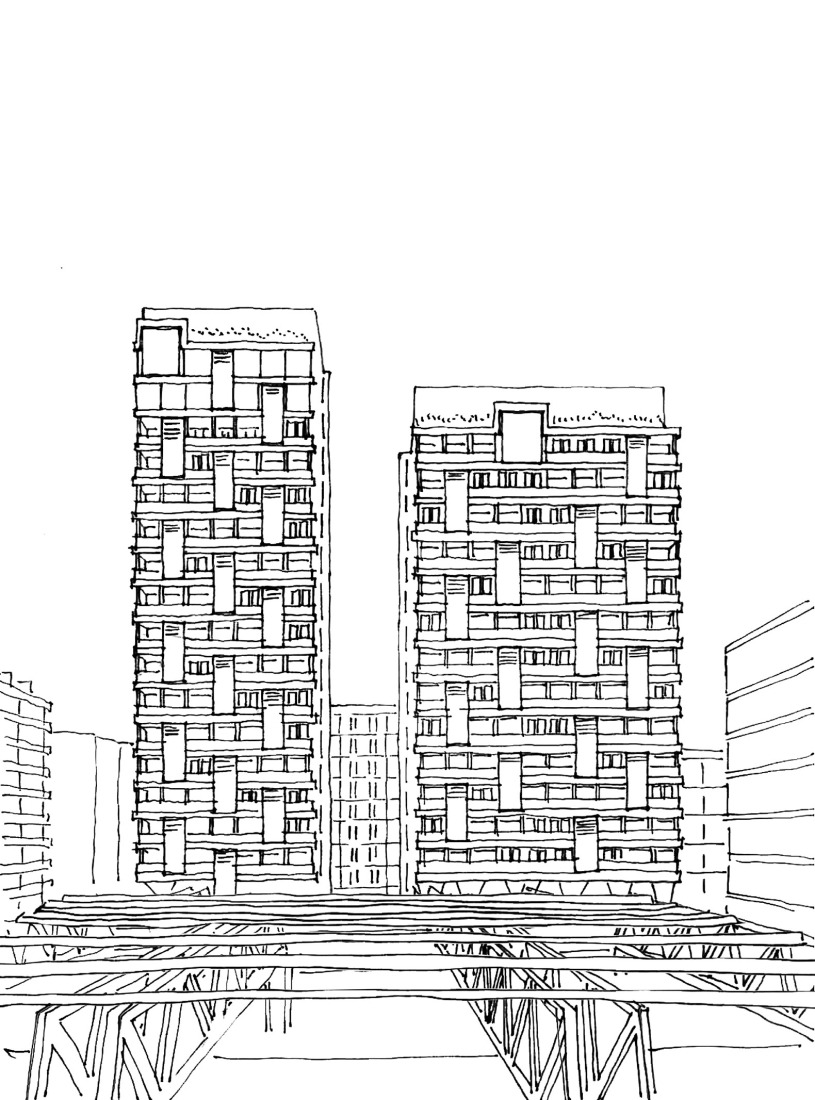 Sketches. Towarowa 22 - Office house phase B by Jems Architekci. 