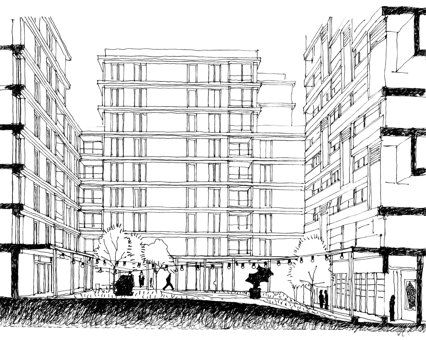 Sketches. Towarowa 22 - Office house phase B by Jems Architekci. 