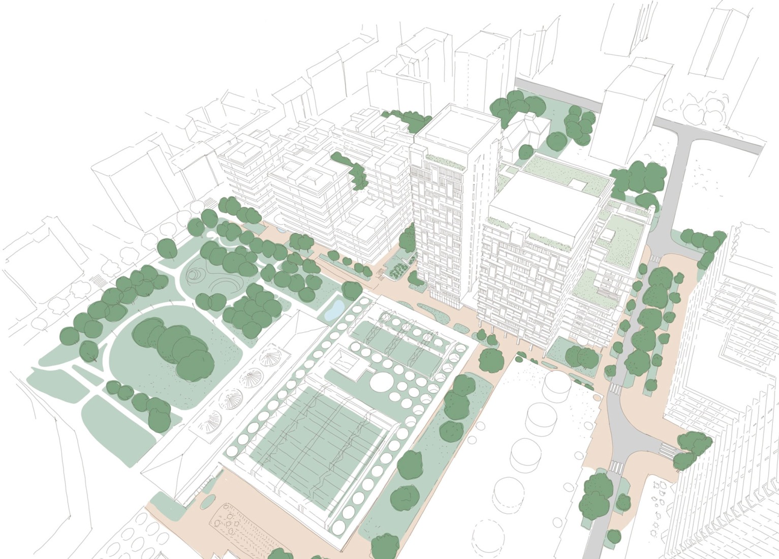 Sketches. Towarowa 22 - Office house phase B by Jems Architekci. 