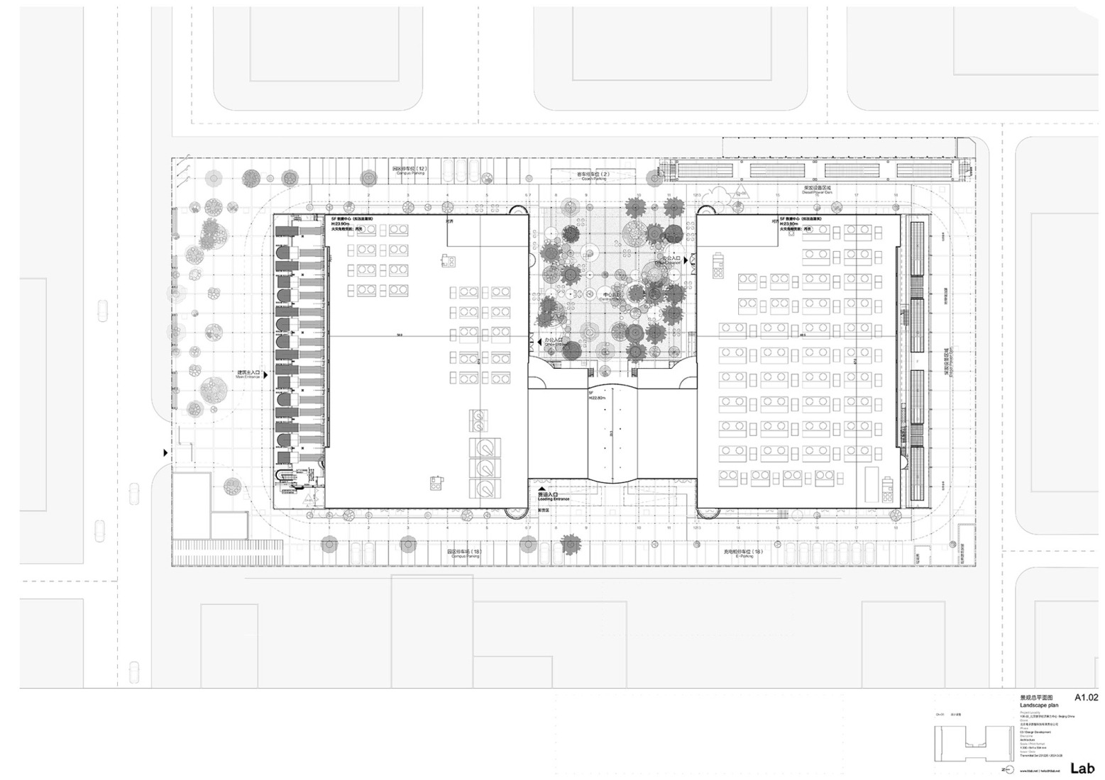 Plano de planta de cubiertas. SPARK 761, Centro de Innovación y Desarrollo Digital de Pekín por llLab.