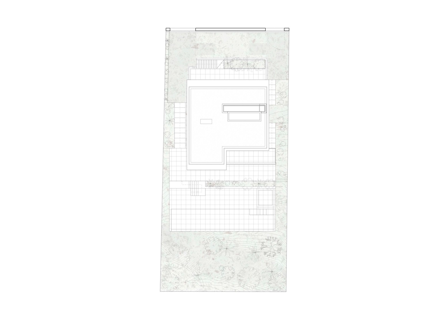 Plano de planta de cubierta. Casa en Cala Tamarit por Raúl Sánchez. Plano de planta de cubierta. Casa en Cala Tamarit por Raúl Sánchez.