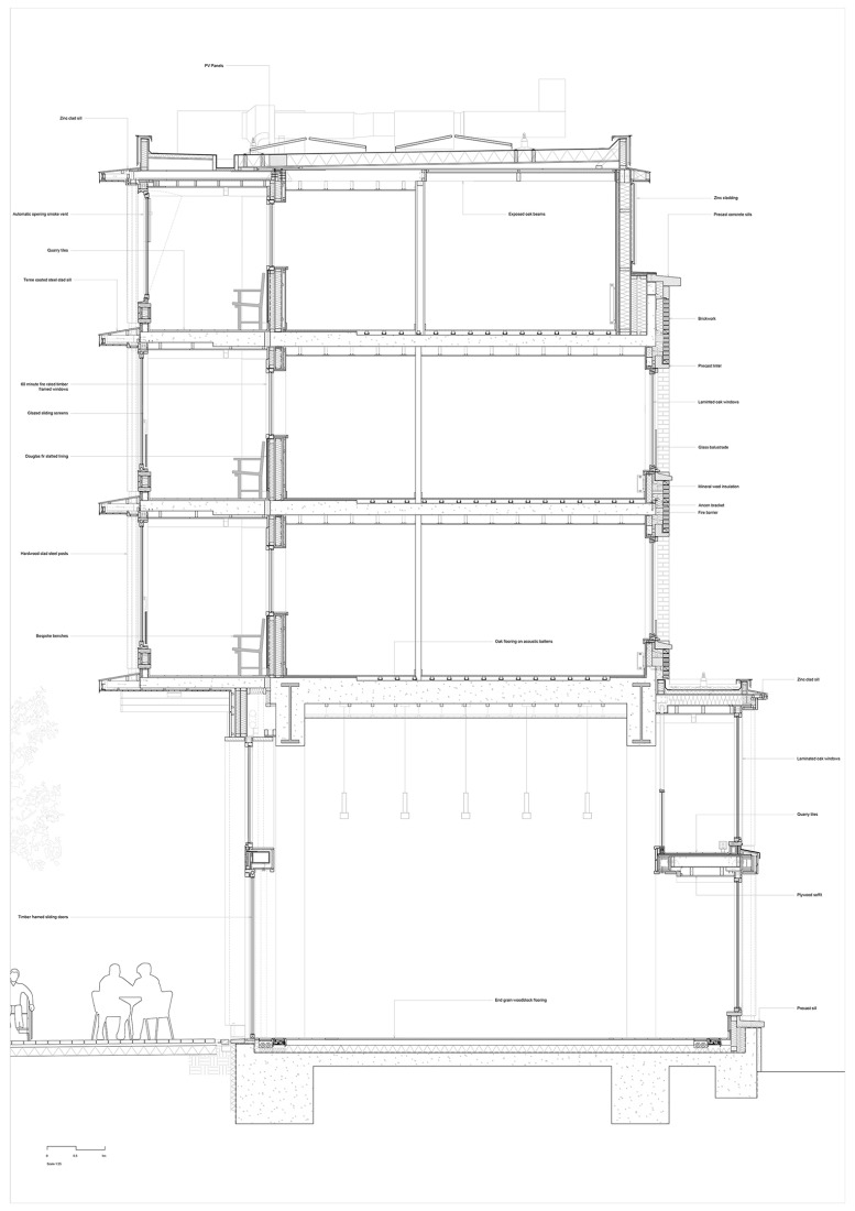Sección constructiva. Residencia para mayores Appleby Blue por Witherford Watson Mann Architects.