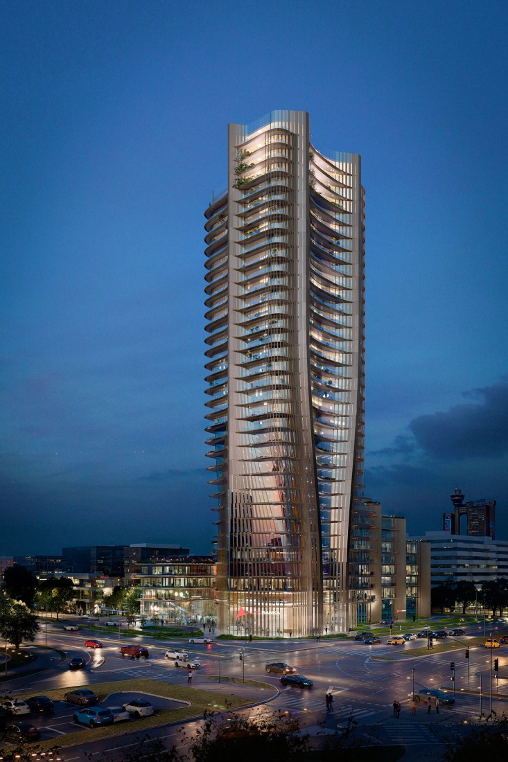 Alta Tower by Zaha Hadid Architects (ZHA) and Bureau Cube Partners (BCP). Rendering by Atchain