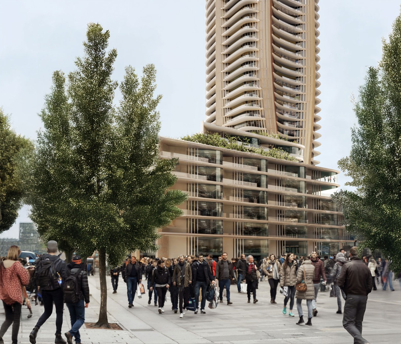 Alta Tower by Zaha Hadid Architects (ZHA) and Bureau Cube Partners (BCP). Rendering by Atchain