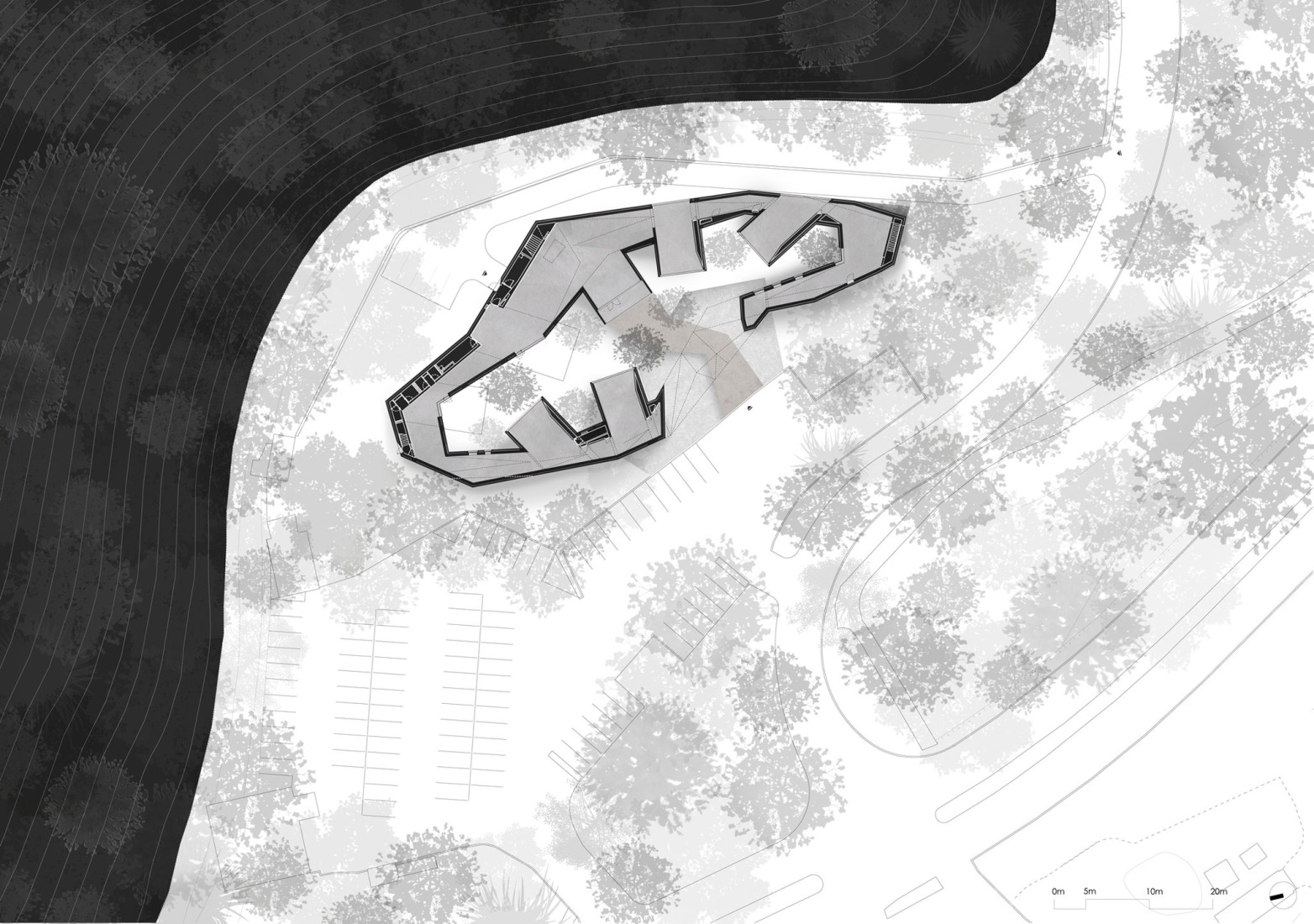 Ground floor plan. Xiao Feng Art Museum by ZAO / standardarchitecture. 