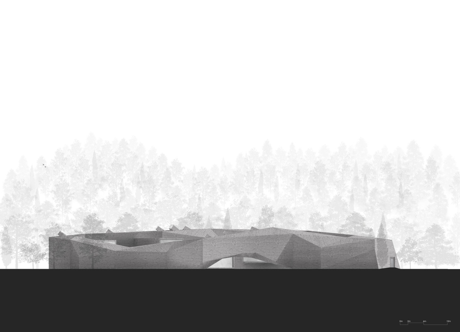 West elevation. Xiao Feng Art Museum by ZAO / standardarchitecture. 