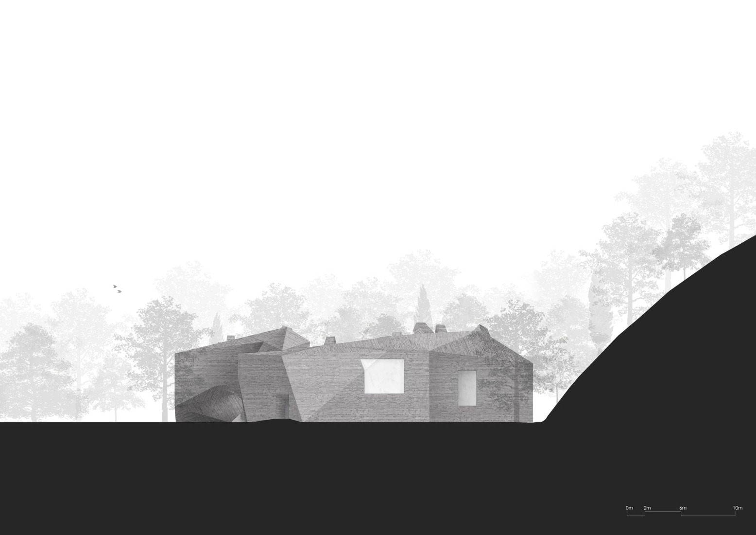 South elevation. Xiao Feng Art Museum by ZAO / standardarchitecture. 