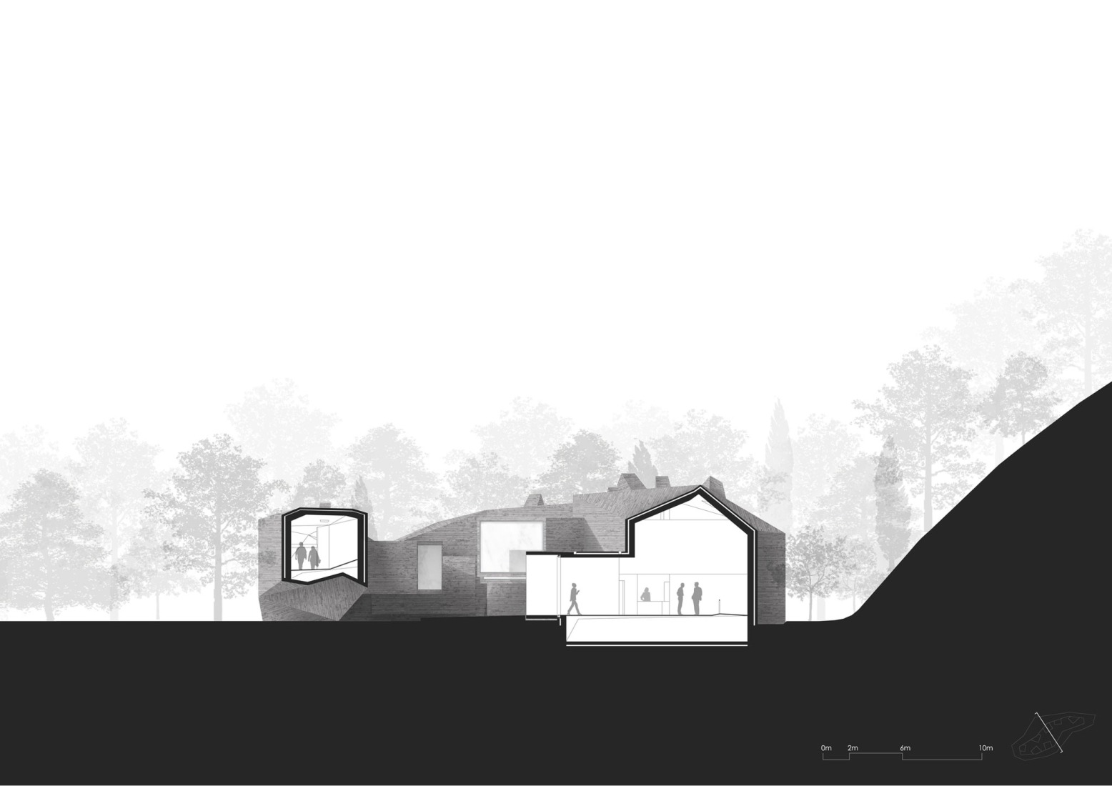 Section. Xiao Feng Art Museum by ZAO / standardarchitecture. 