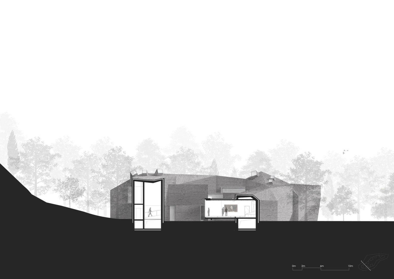 Section. Xiao Feng Art Museum by ZAO / standardarchitecture. 