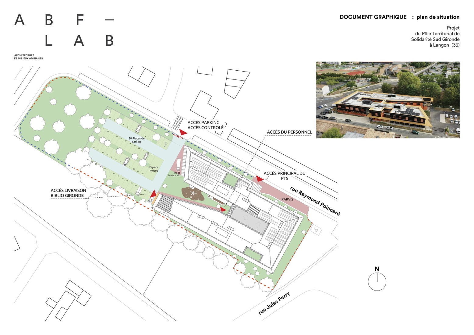 Site plan. Departmental Social Services House in Langon by ABF-LAB.