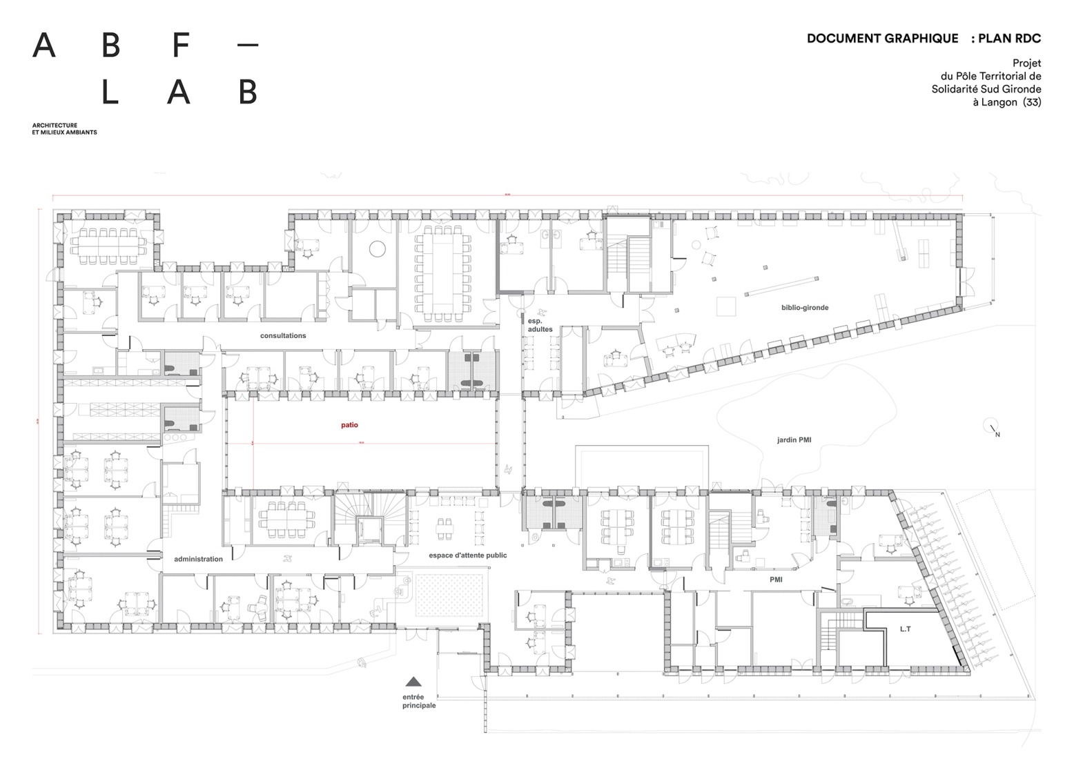 Ground floor plan. Departmental Social Services House in Langon by ABF-LAB.