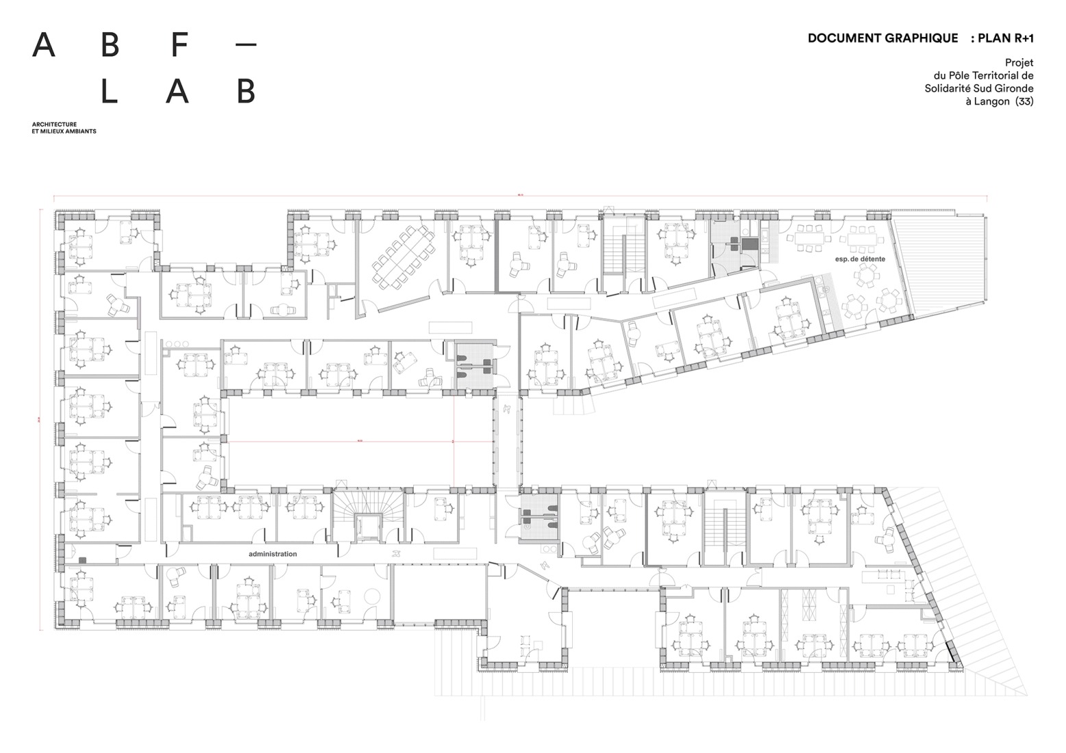 First floor plan. Departmental Social Services House in Langon by ABF-LAB.