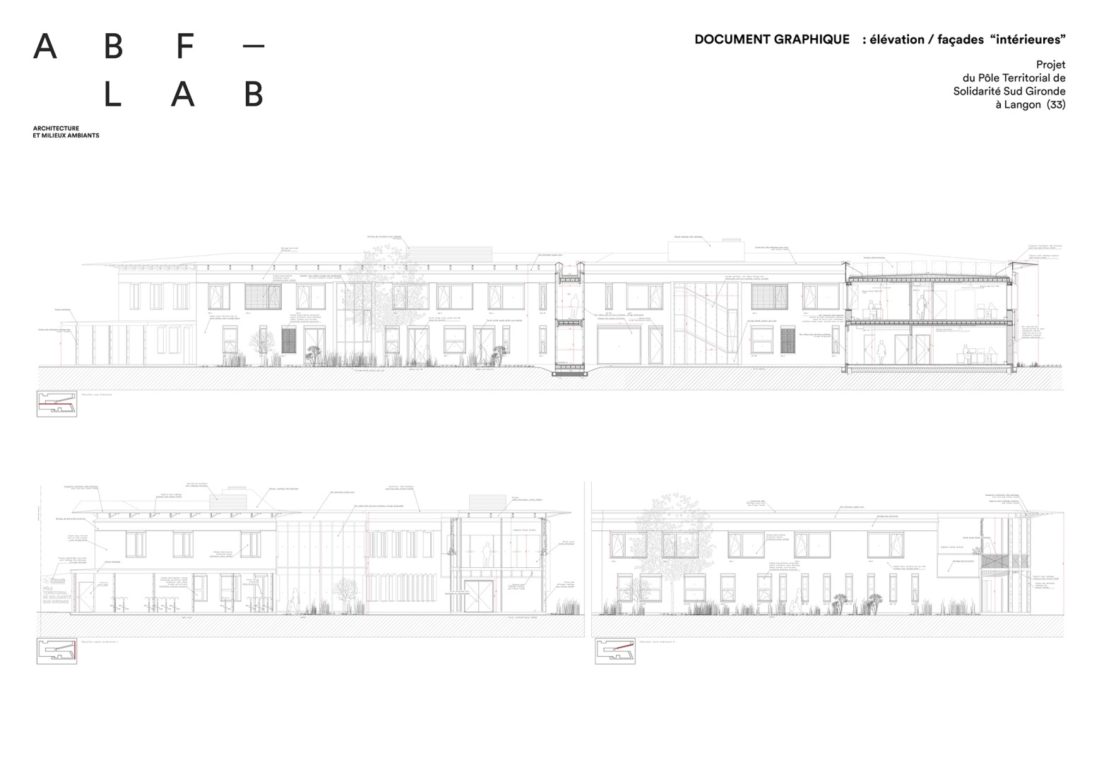 Elevations. Departmental Social Services House in Langon by ABF-LAB.