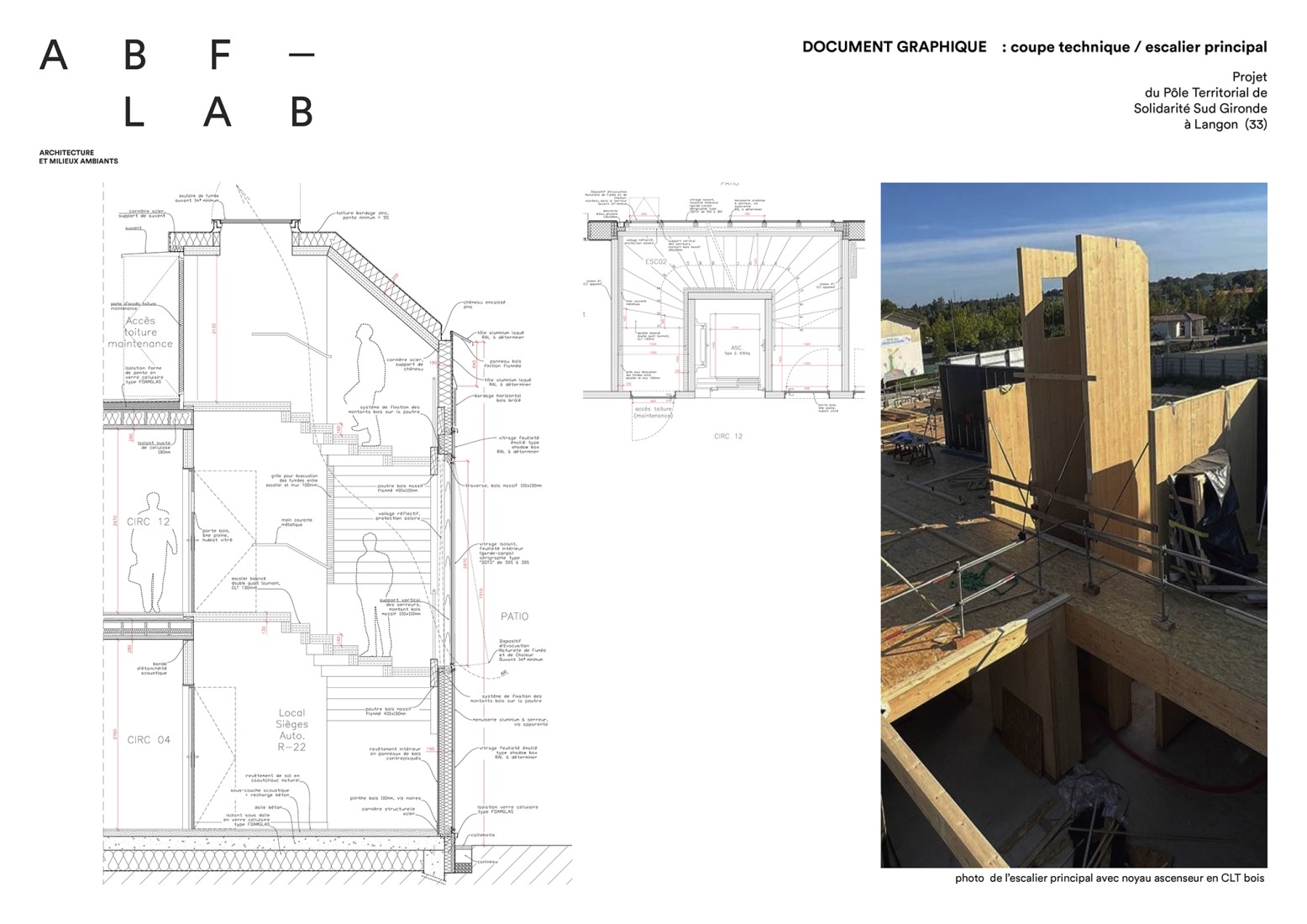 Construction system detail. Departmental Social Services House in Langon by ABF-LAB.