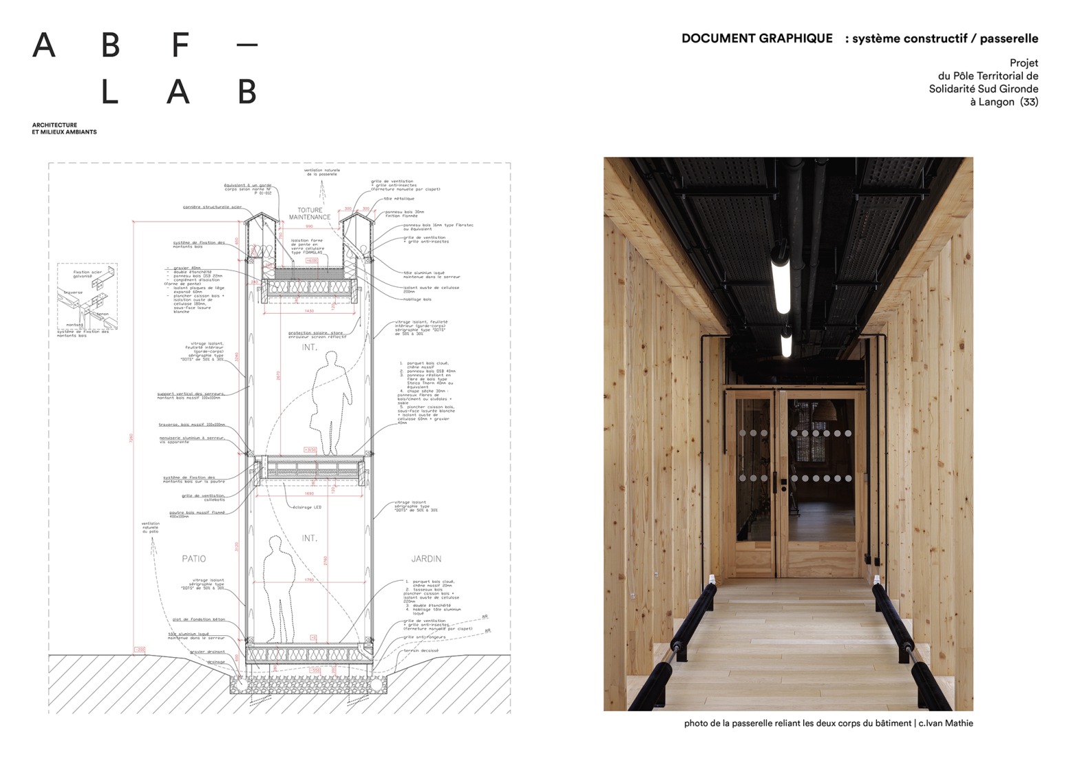 Construction system detail. Departmental Social Services House in Langon by ABF-LAB.
