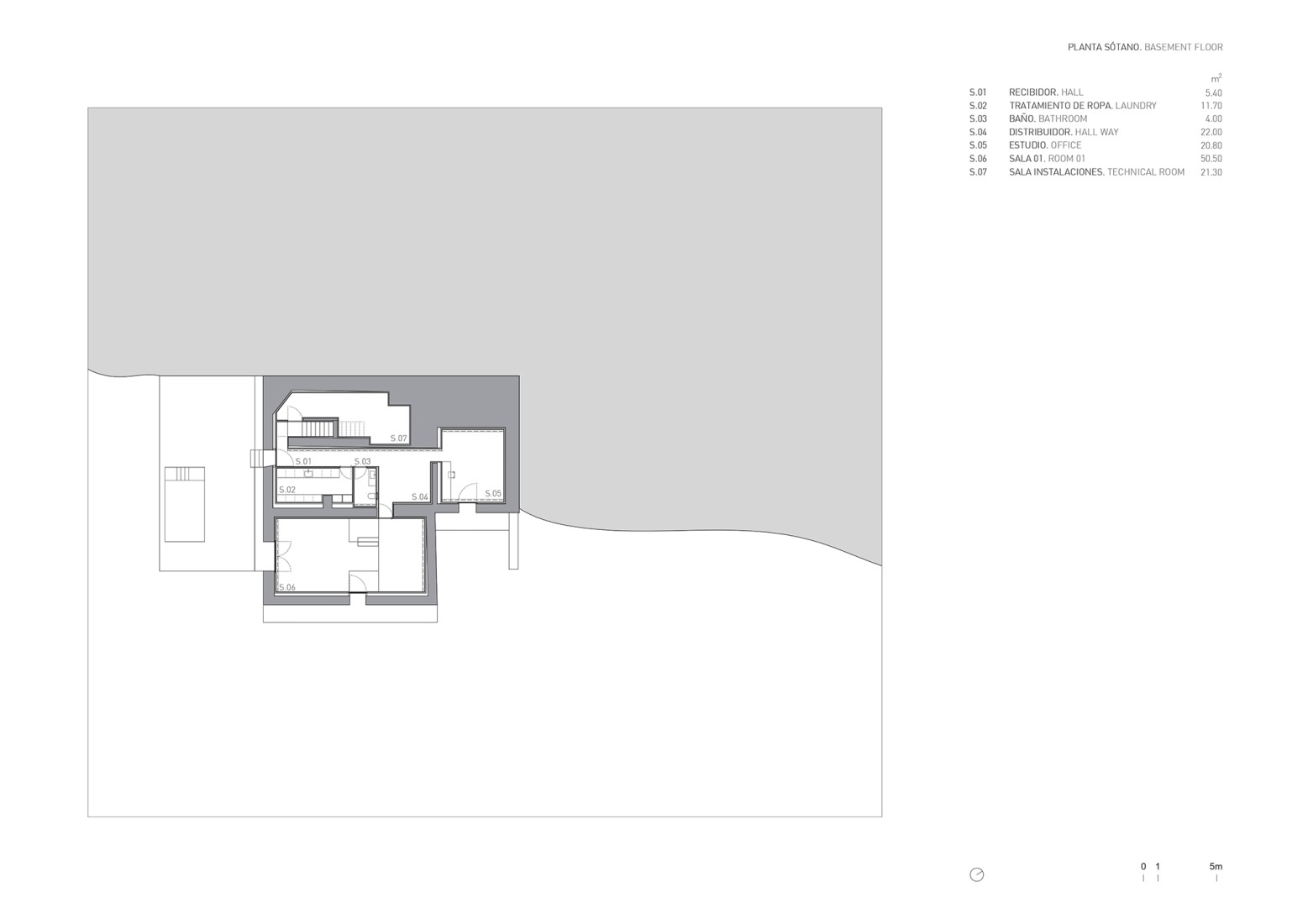 Basement floor plan. Mas Cadalt by Fran Silvestre Arquitectos.
