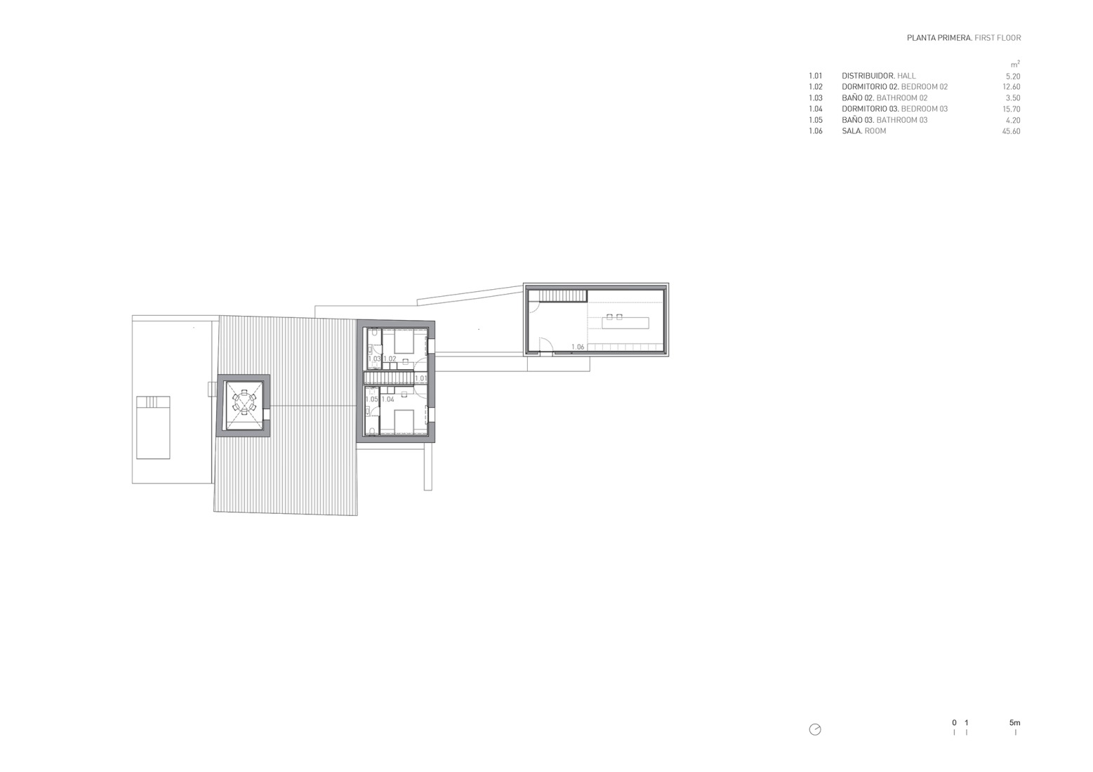 First floor plan. Mas Cadalt by Fran Silvestre Arquitectos.