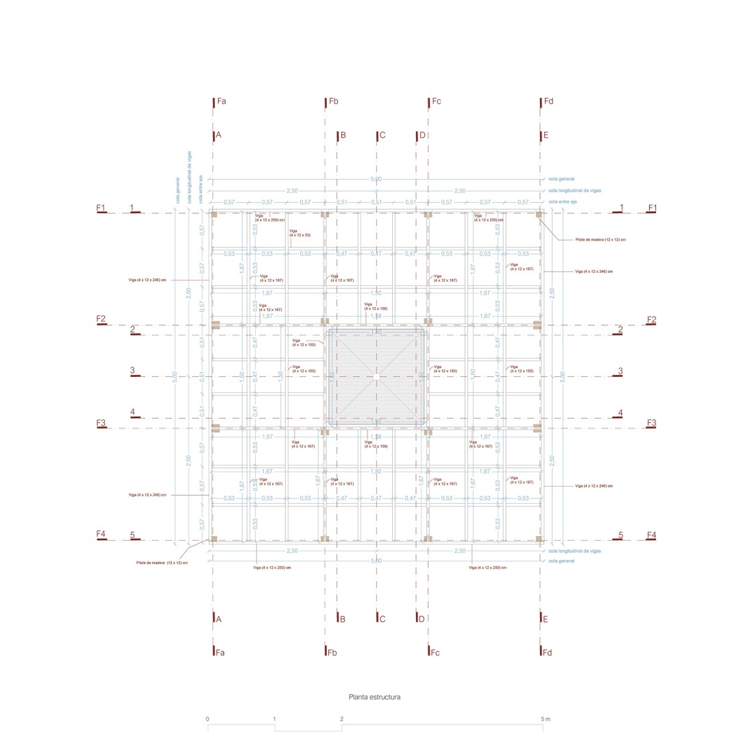 Structure floor plan. COMPLUVIUM by P + S  Estudio de Arquitectura.