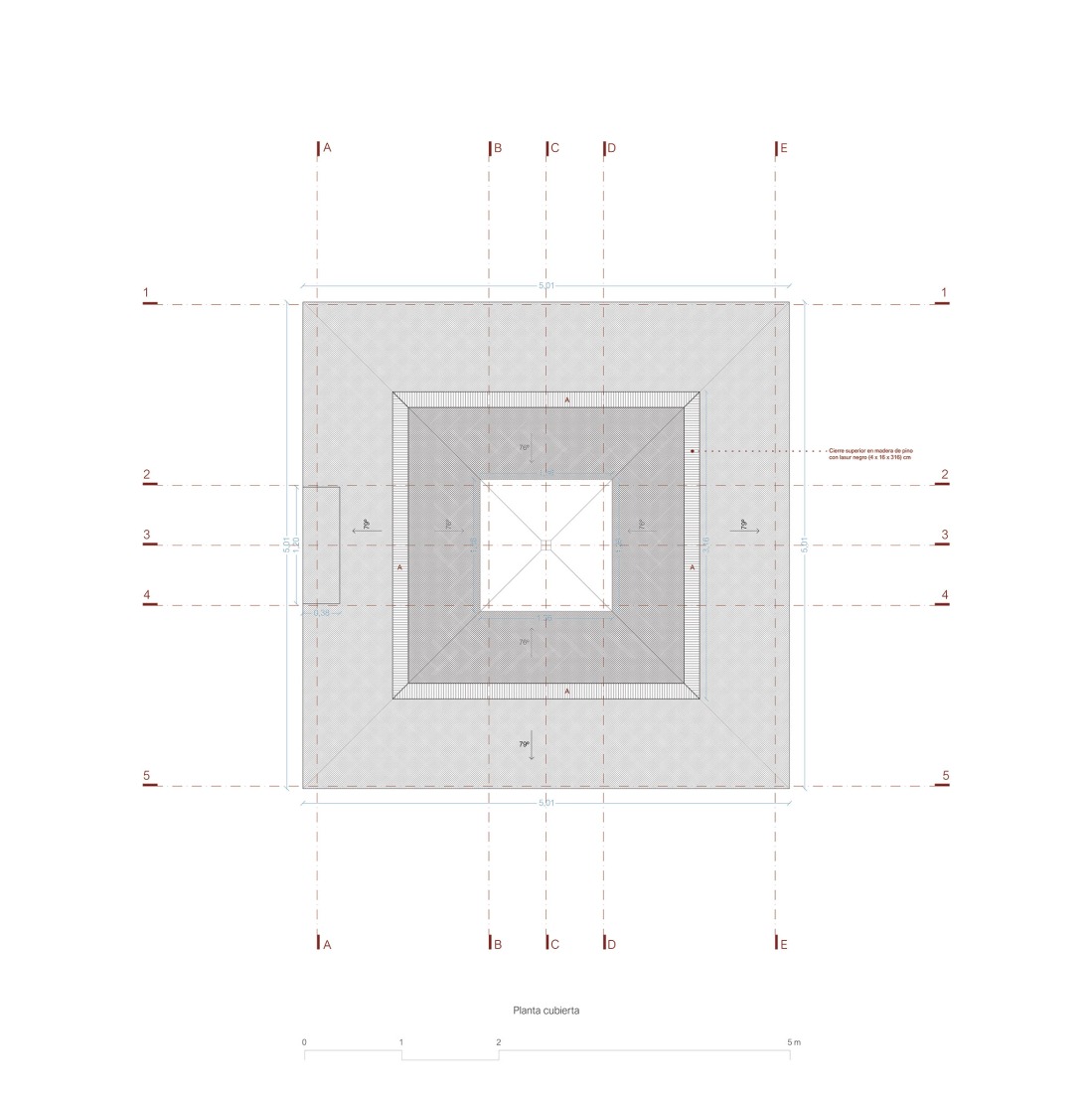 Rooftop floor plan. COMPLUVIUM by P + S  Estudio de Arquitectura.