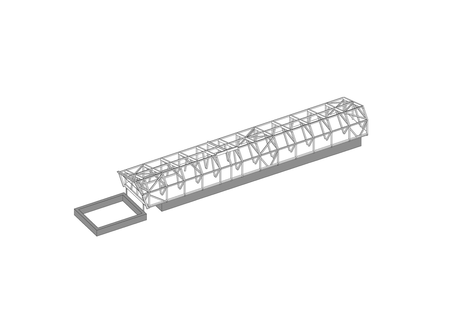Axonometría. Refugio de l’Illa por Altura arquitectes.
