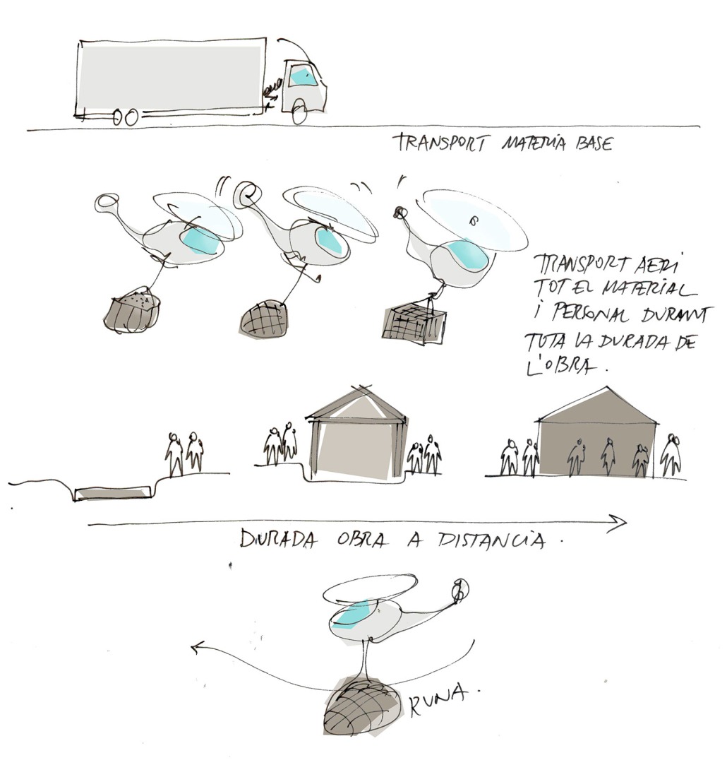 Bocetos. Refugio de l’Illa por Altura arquitectes.