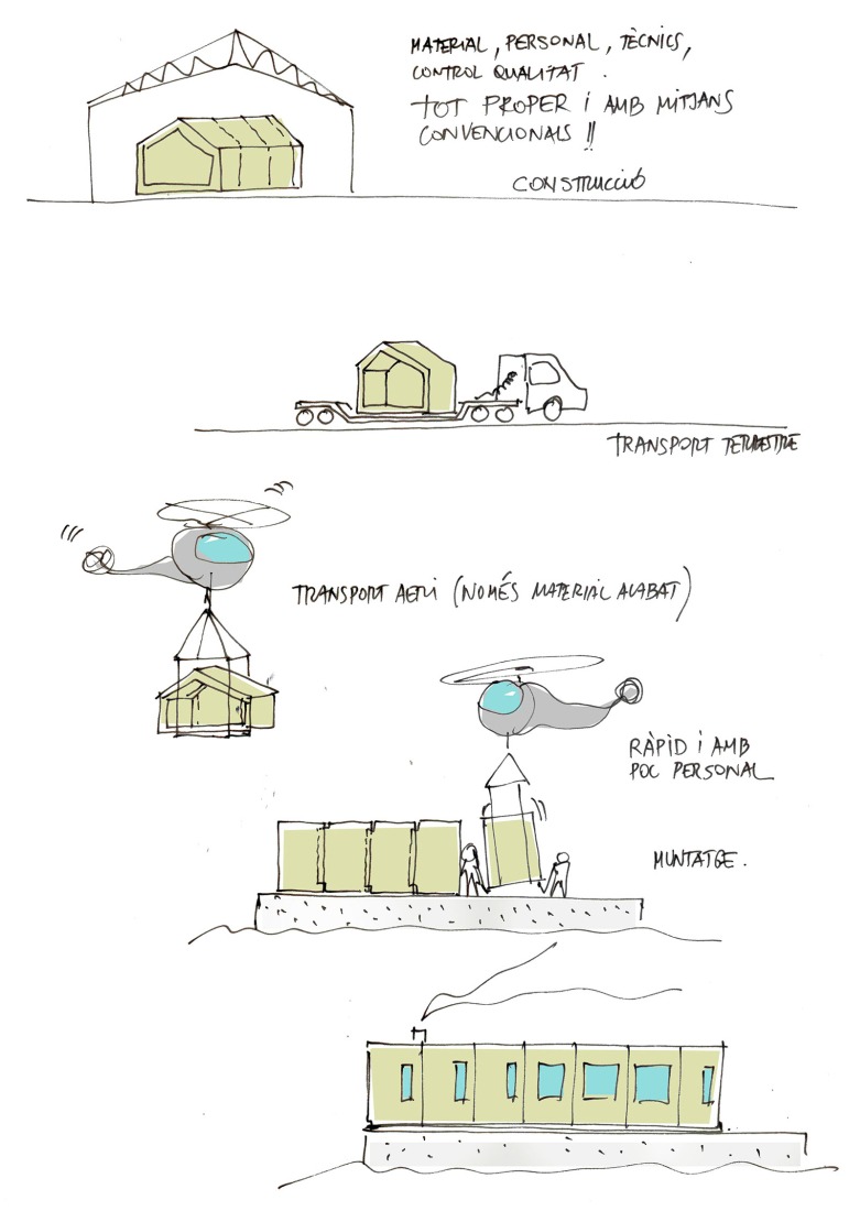 Bocetos. Refugio de l’Illa por Altura arquitectes.