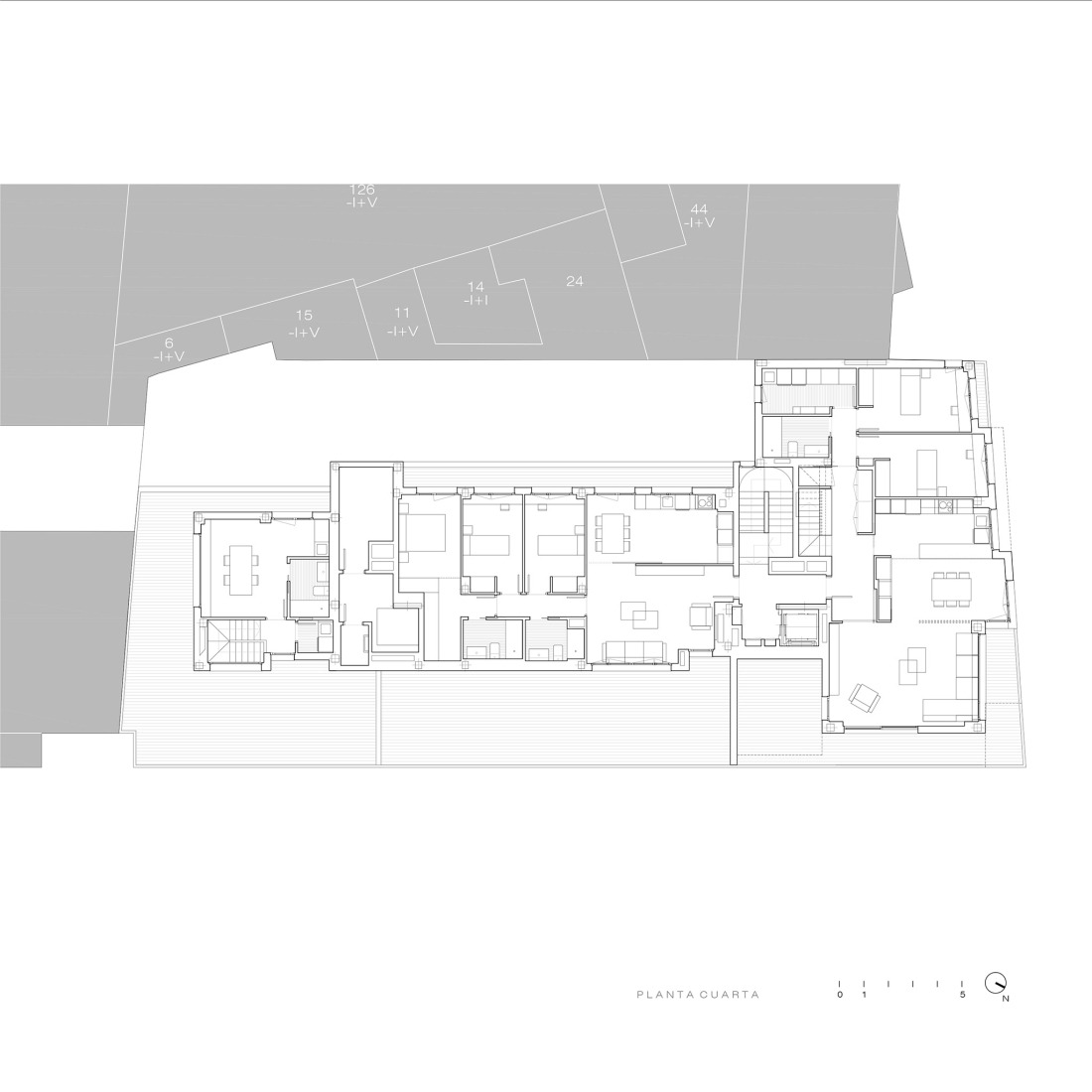 Floor plan level 4. Magno Building by Javier Prieto Arquitectos.