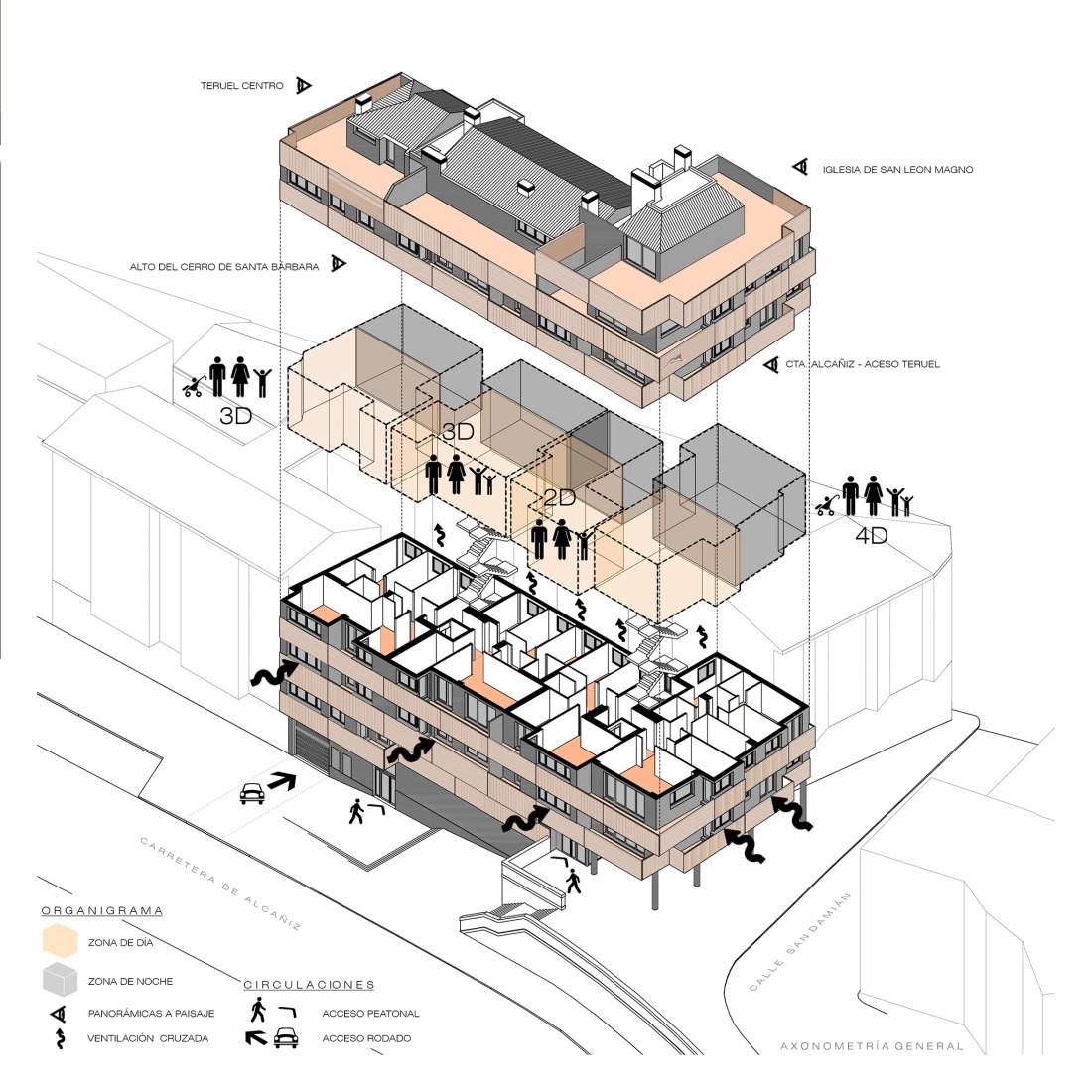 Axonometry. Magno Building by Javier Prieto Arquitectos.