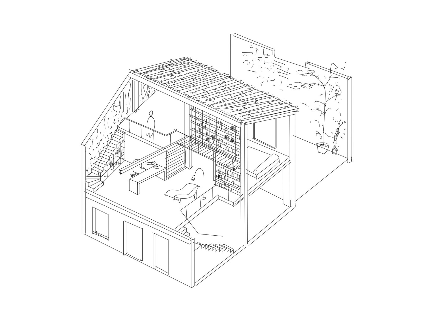 Axonometría. Casa del filósofo por José Costa.