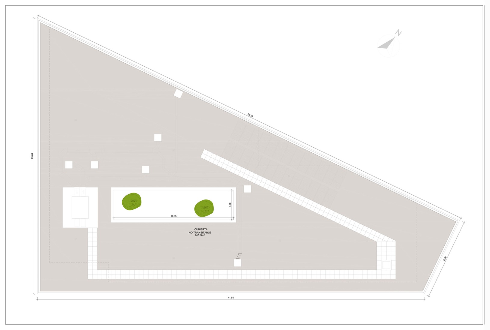 Plano de cubierta. Edificio para ECYL y SEPE por Marcos Rico Arquitectos. 