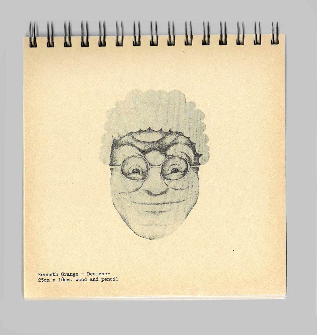 Dibujo- Kenneth Grange. «Theo Crosby: 100 vidas». Imagen cortesía por Pentagram’s Osh Gallery.