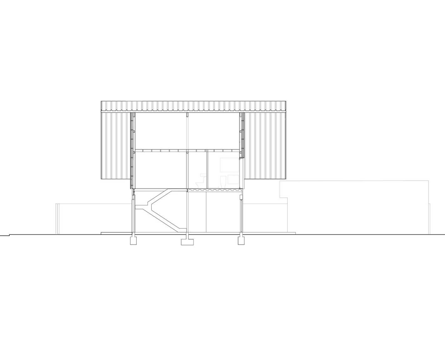 Section. ZA House by Rodrigo Valenzuela Jerez.