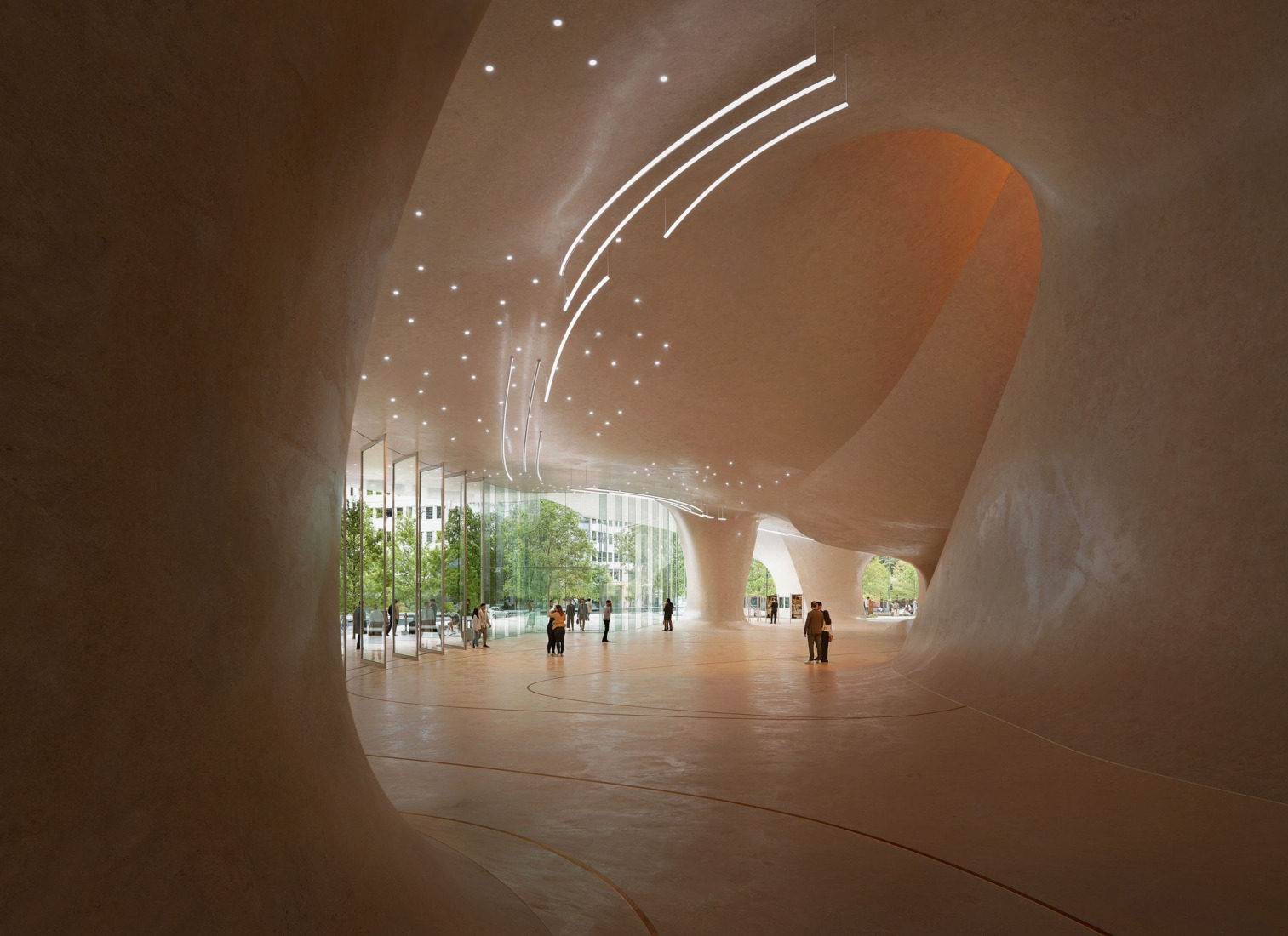 Rendering. New Düsseldorf opera house by Snøhetta. Image by Mir.