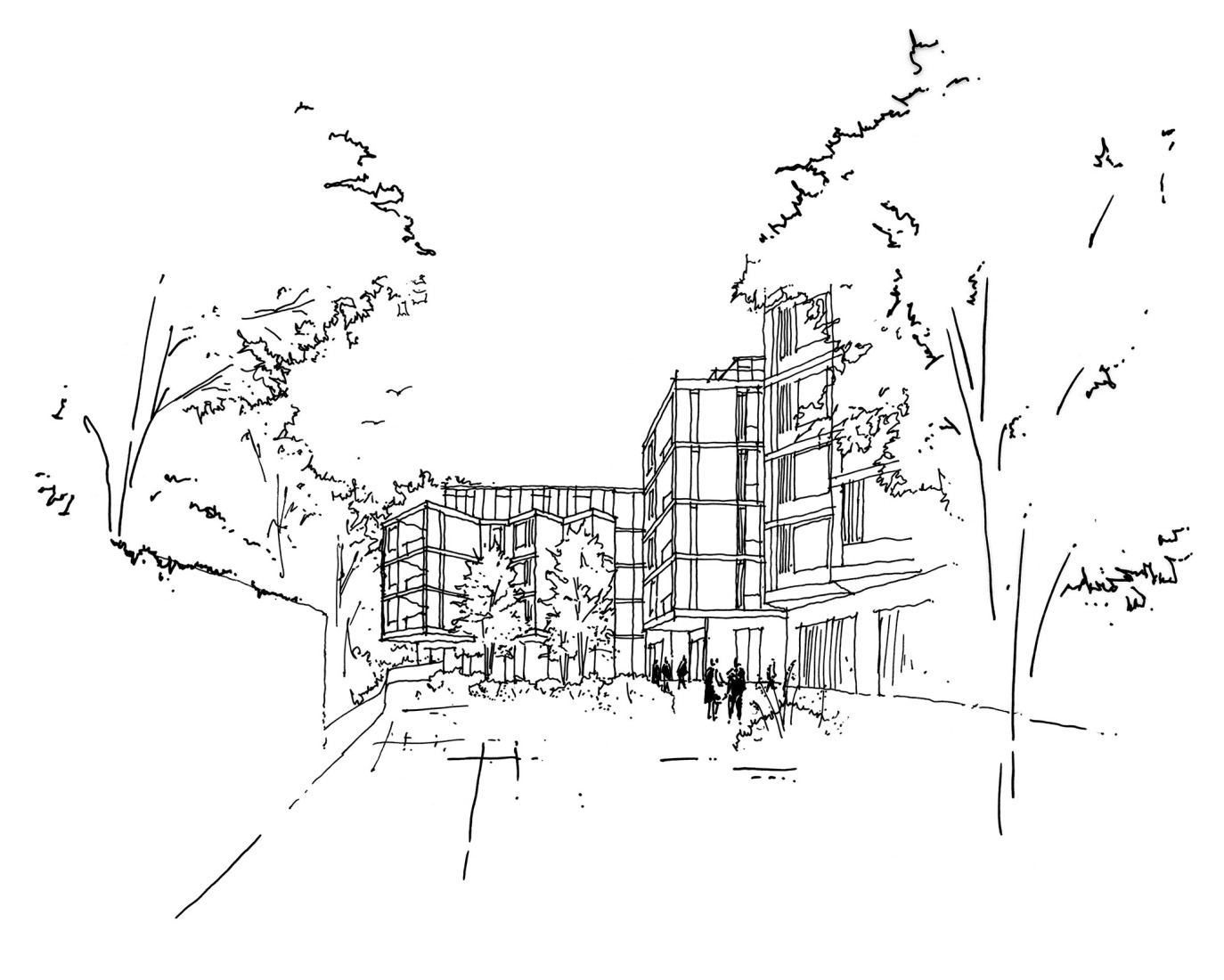 Sketches. "The Oren" residential complex by Stanton Williams.