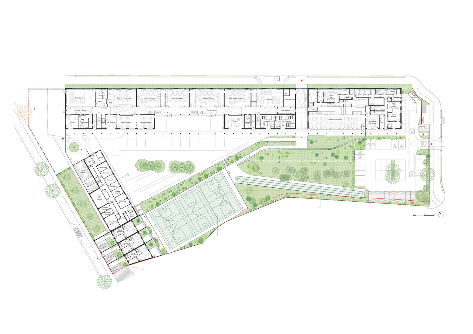 Ground floor plan. Robert Badinter Secondary School by Coldefy.